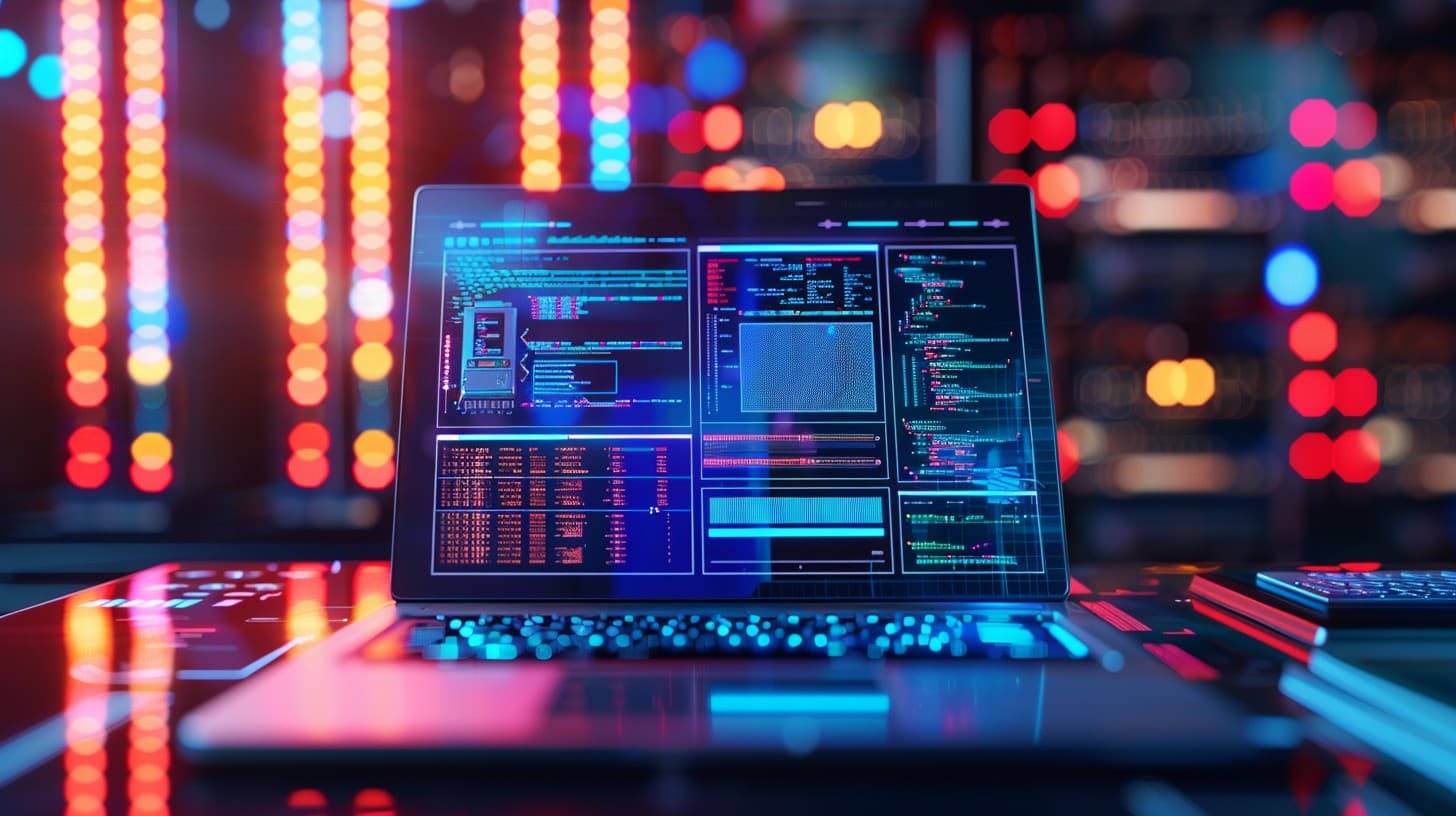 Laptop screen showing code in a dark development environment